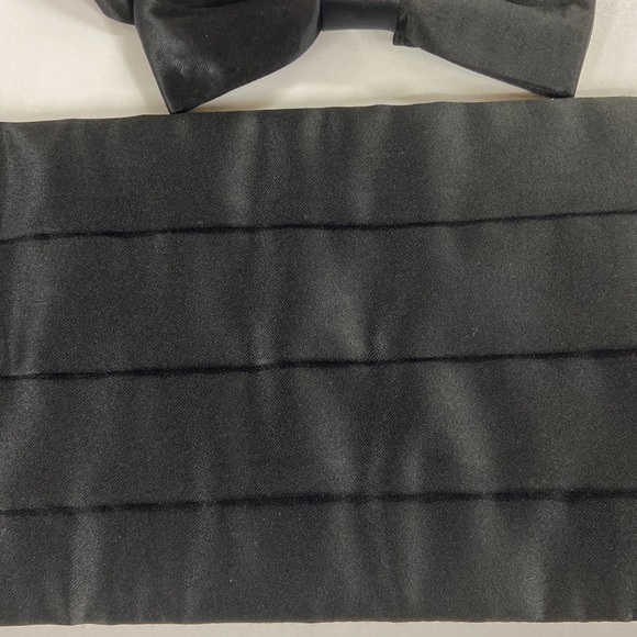 Prom/Wedding Cummerbund & Bow-Tie Set Black Satin - Picture 8 of 13